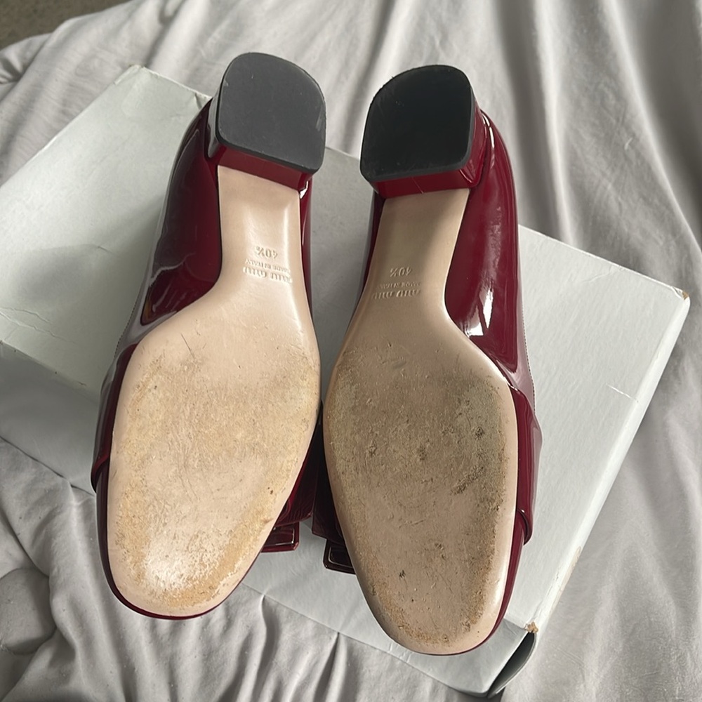 Size 40 1/2 Miu Miu Red Ballerina Flats. Has A Sm… - image 2